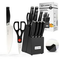 MESSERBLOCK-SET 15-teilig Schwarz Stahl/Kunststoff - Schwarz, Holz (16.6/37.7/17.3cm)