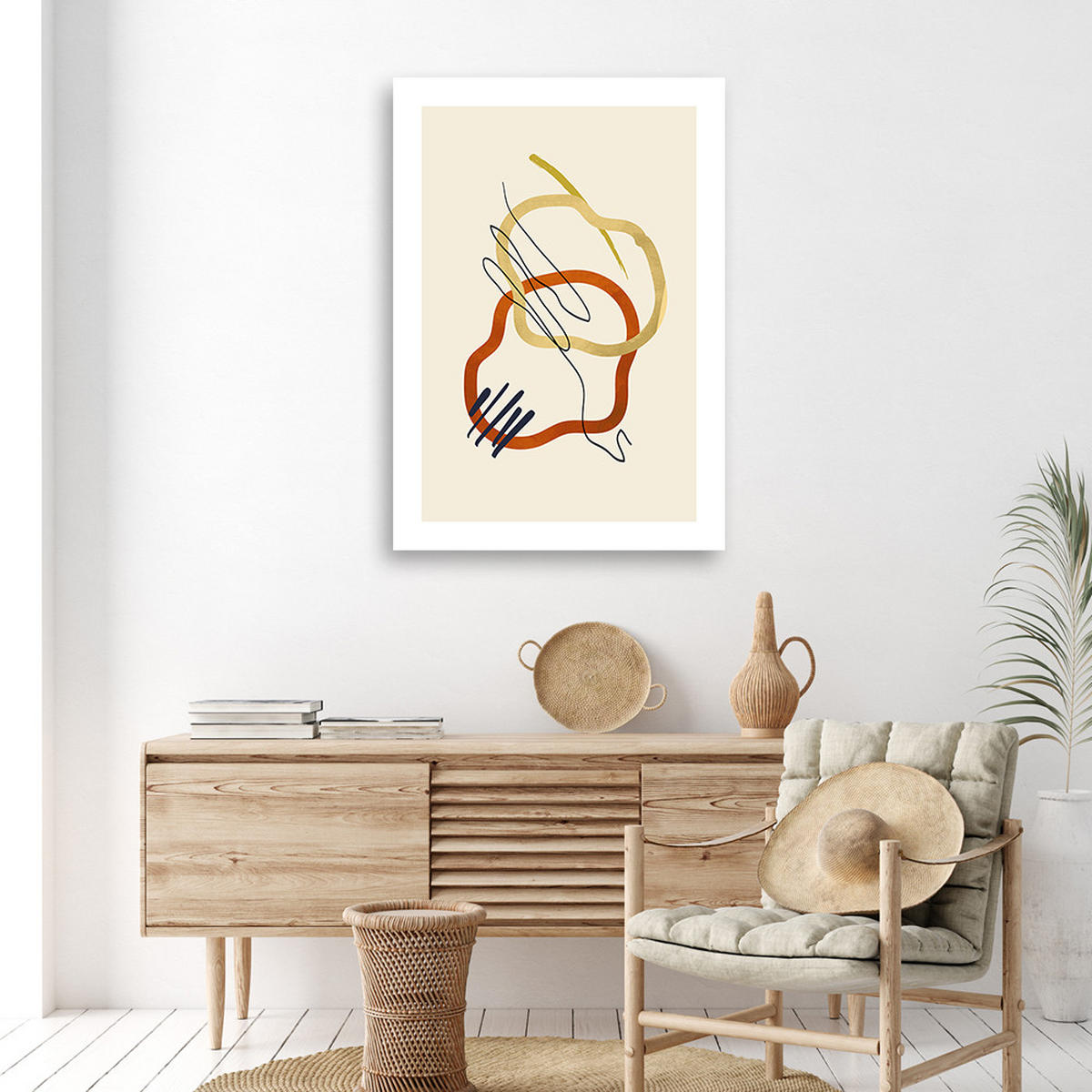 WANDBILD formen und linien im boho stil - Multicolor, Textil (40/60cm) - Feeby