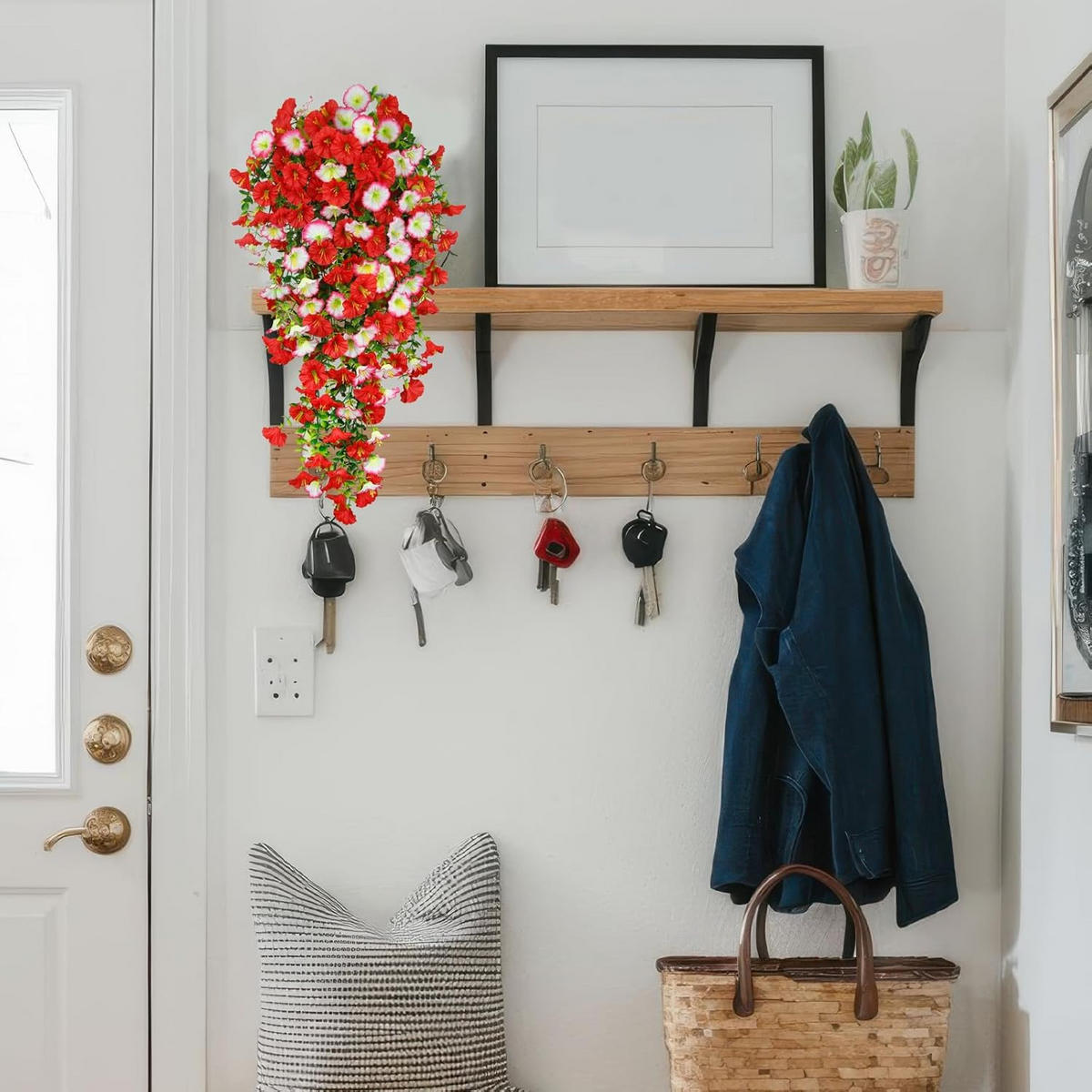 KUNSTBLUME 2 Stück Kunstblumen Veilchen Hängend - Dunkelrot, Kunststoff (75cm) - Kaket