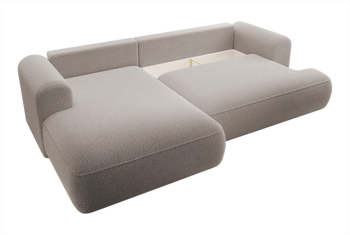 ECKSOFA Ovo Dunkelbeige Boucle - Schwarz/Mokka, Kunststoff/Textil (260/165cm) - Selsey