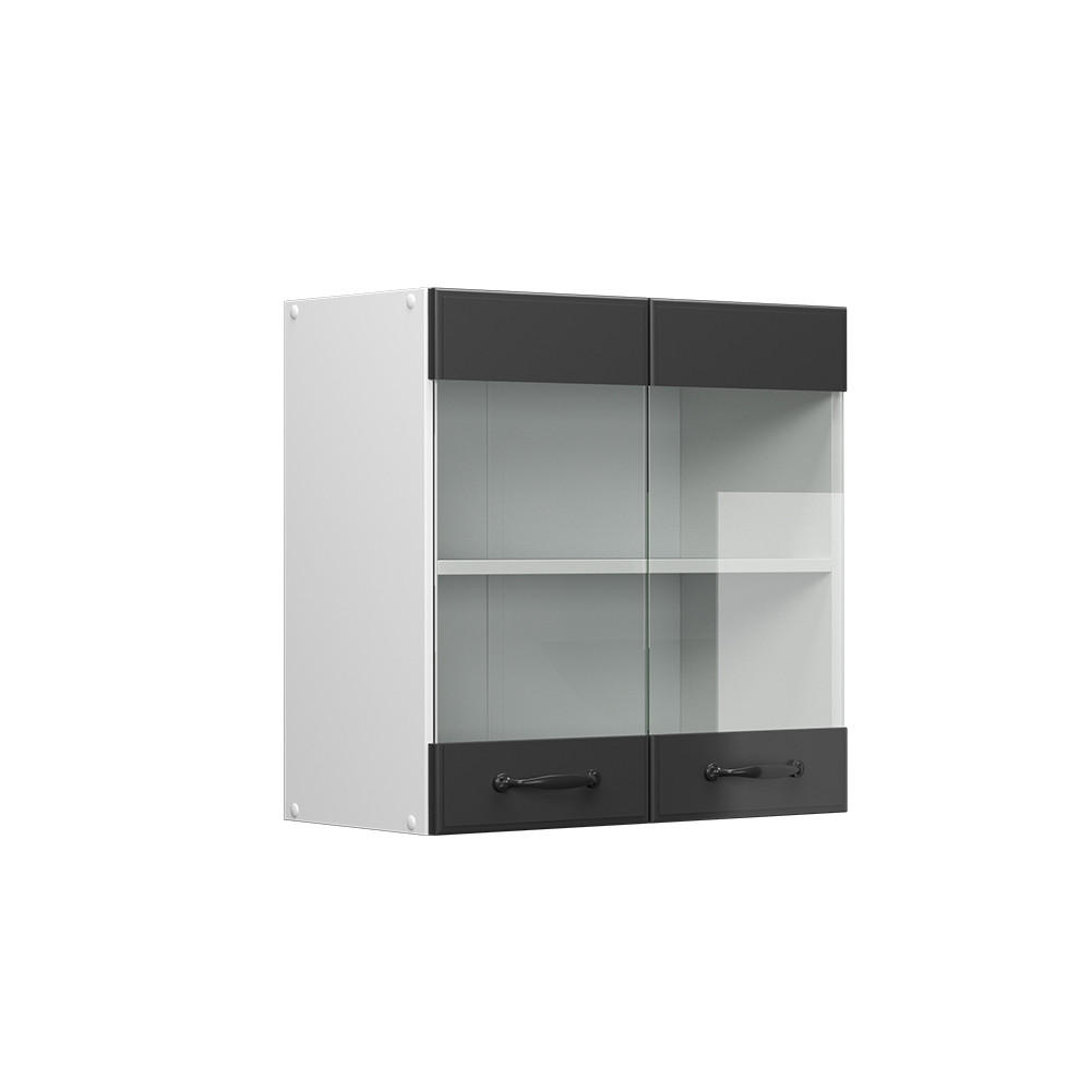KÜCHENGLASSCHRANK R-Line Anthrazit Landhaus 60 cm - Anthrazit/Weiß, Holzwerkstoff (60/60/31cm) - Vicco