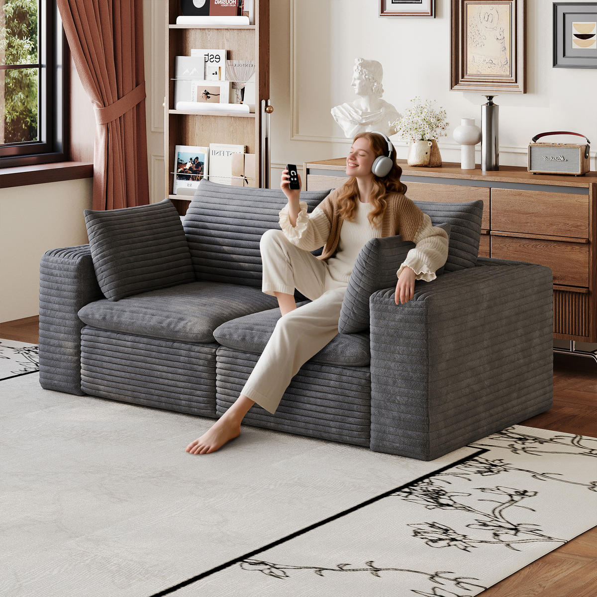 2-SITZER-SOFA DE-34773 mit abnehmbare Polsterung Dunkelgrau - Dunkelgrau, Textil (90/60/180cm) - ComfortXL