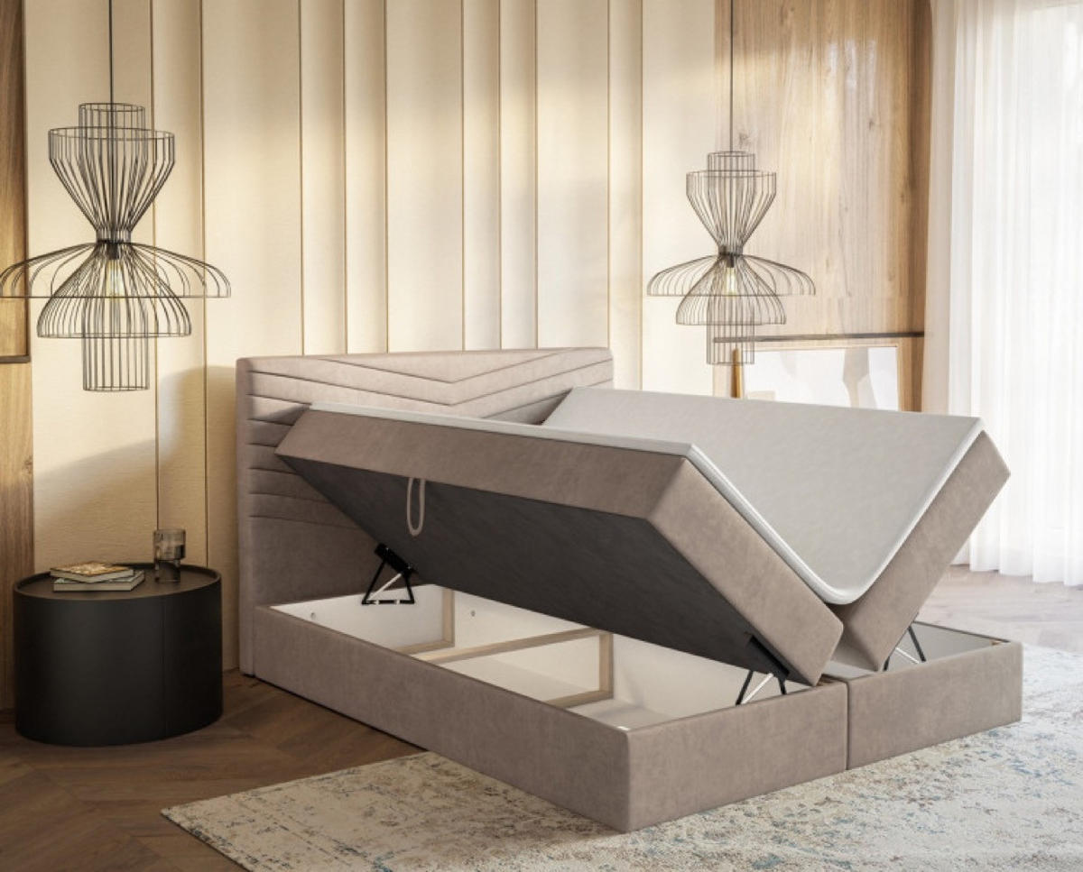 BETT Beige G4 Mit Bettkasten Und Matratze 180x200 cm - Beige, Textil (180/200cm) - Sepro Meble