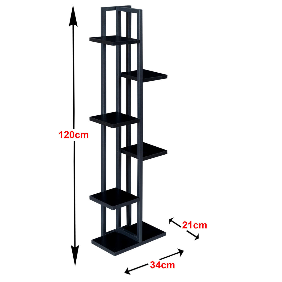 PFLANZENREGAL Tohmajärvi - Schwarz, Holzwerkstoff/Metall (34/120/21cm) - [en.casa]