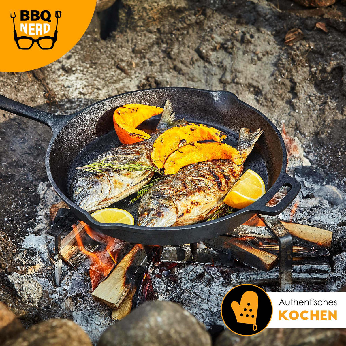 GRILLPFANNE Gusseisen Ø30cm 3600g mit Griff - Pfanne Gusspfanne - Schwarz, Metall (31/6/49cm) - BBQ Nerd