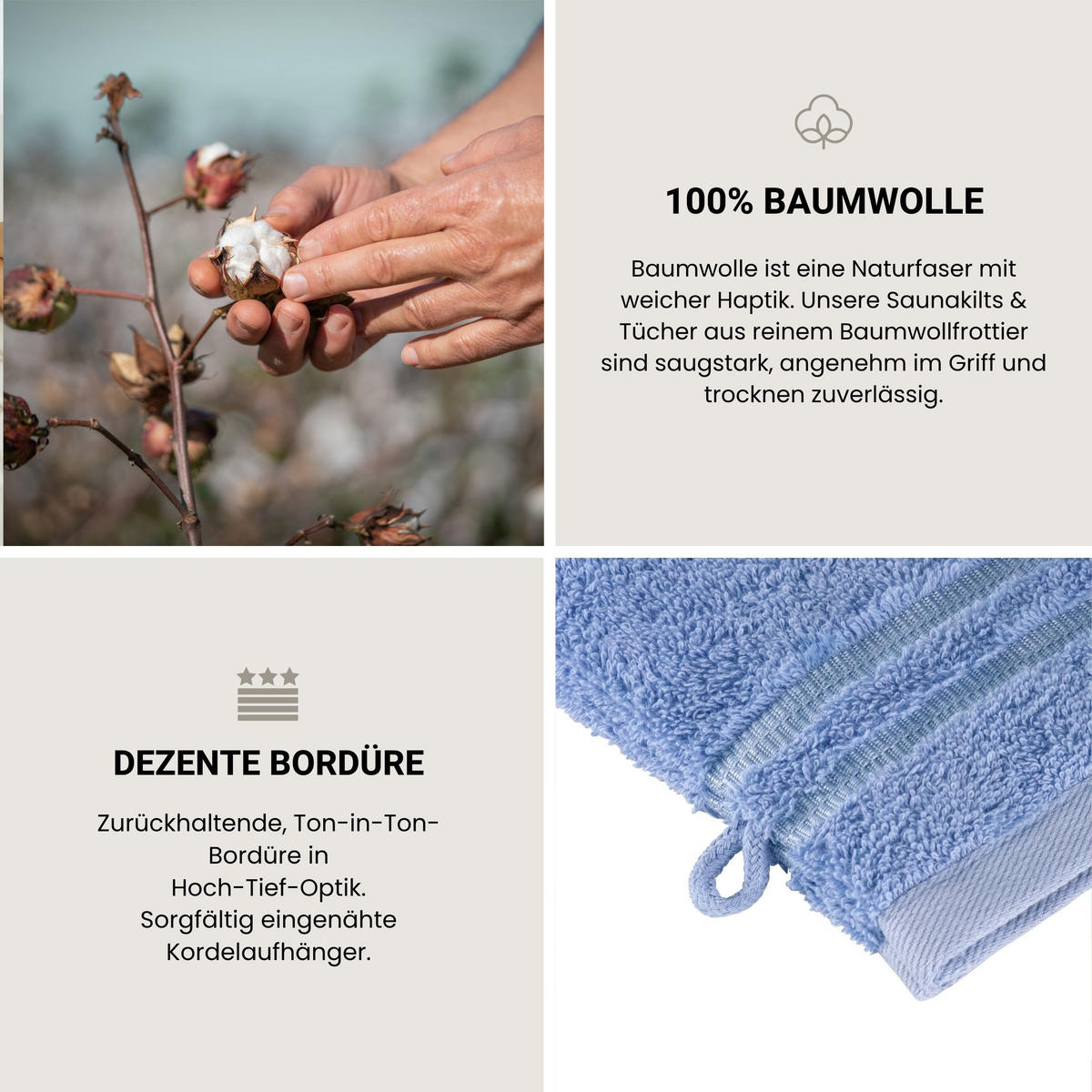 WASCHHANDSCHUHSET Milano - 5-teilig - 16x22 cm - Hellblau - Hellblau, Textil (16/22cm) - SCHIESSER