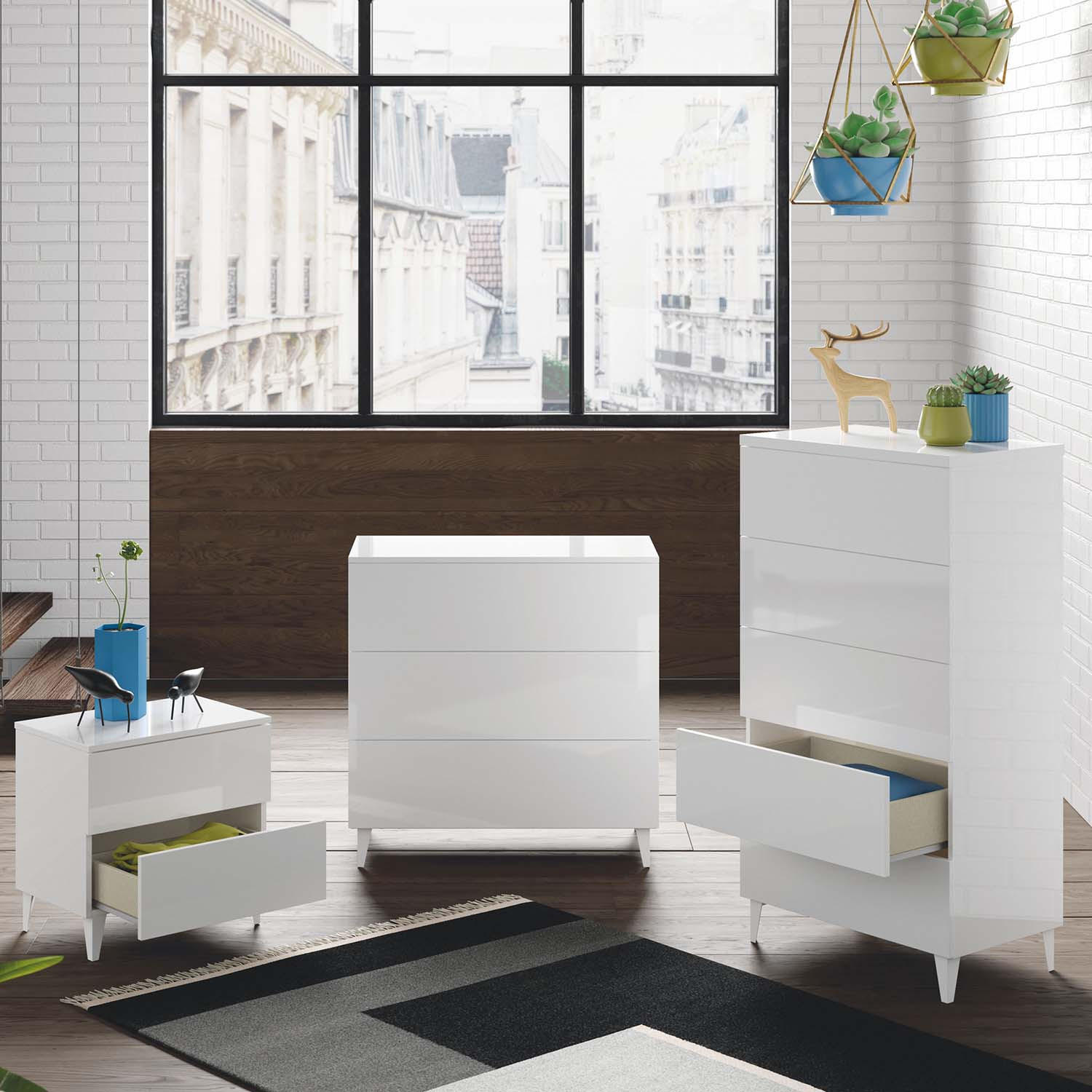 KOMMODE 80/80/40 Vera Weiß Hochglanz - Weiß, Holzwerkstoff (80/80/40cm)