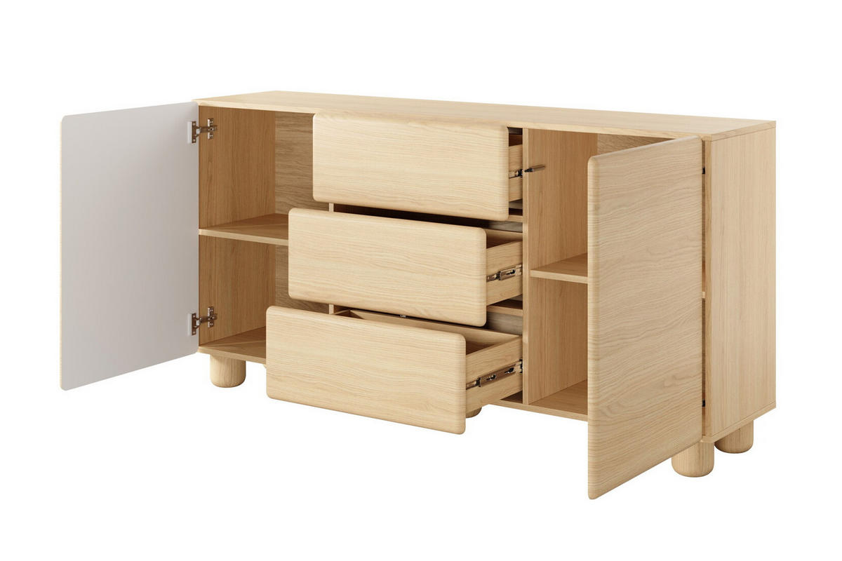 KOMMODE mit Schubladen Bloom, Boho, 160 cm, Eiche Vicenza - Eichefarben, Holz (160/80/38cm) - Emporius