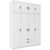 DREHTÜRENSCHRANK Elena mit 4 Türen und 2 Schubladen, mit Aufsatz Weiß - Weiß, Holzwerkstoff (176/245/53cm) - Beautysofa