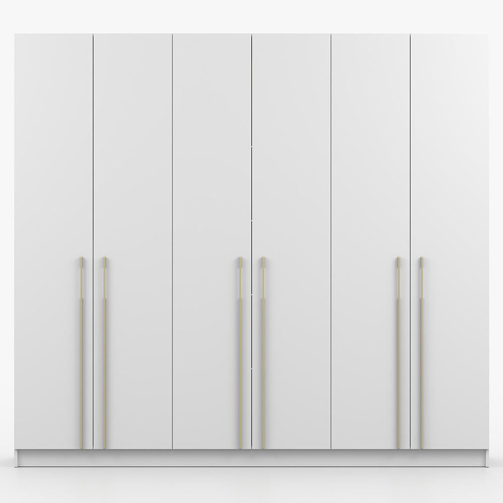 DREHTÜRENSCHRANK ROSA 6D 230/210/57 cm 6-türig Weiß - Goldfarben/Weiß, Holzwerkstoff/Metall (230/57/210cm) - imoebel24