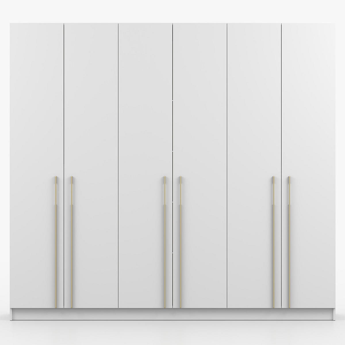 DREHTÜRENSCHRANK ROSA 6D 230/210/57 cm 6-türig Weiß - Goldfarben/Weiß, Holzwerkstoff/Metall (230/57/210cm) - imoebel24