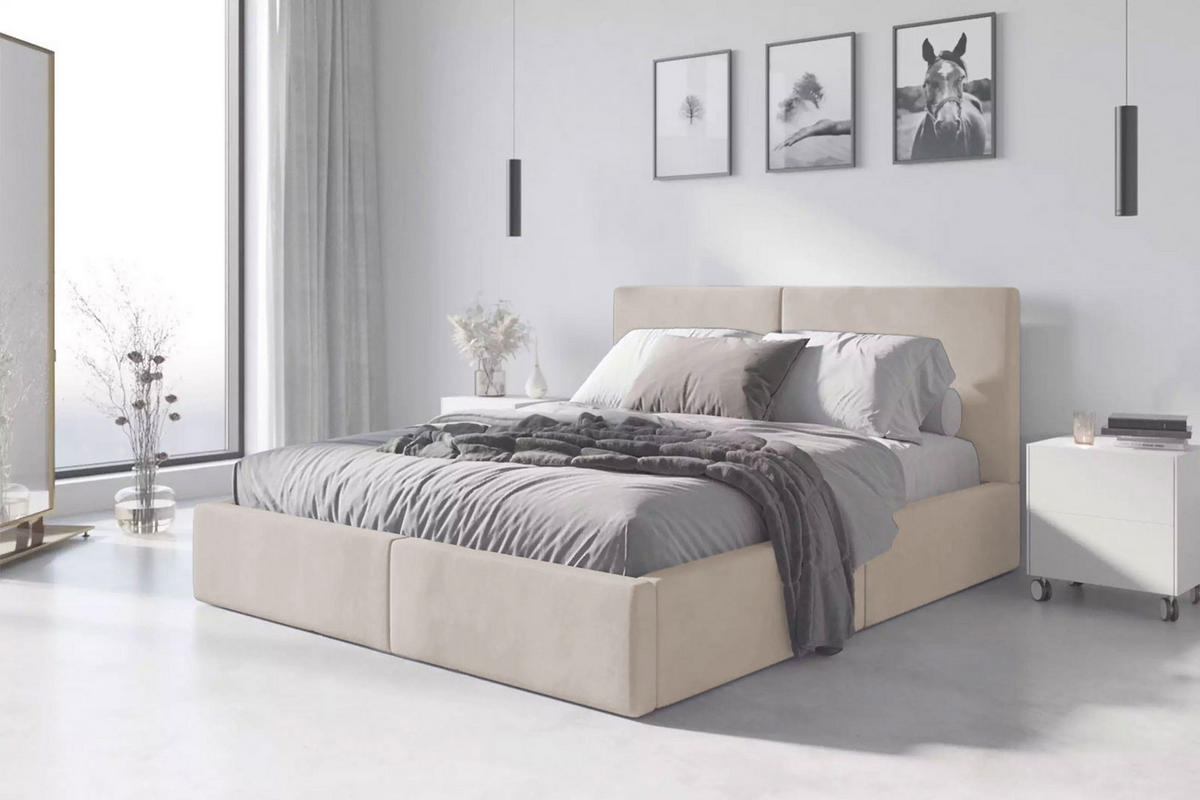 POLSTERBETT Hilton mit Stauraum - Kaschmir, Textil (160/200cm) - Interbeds