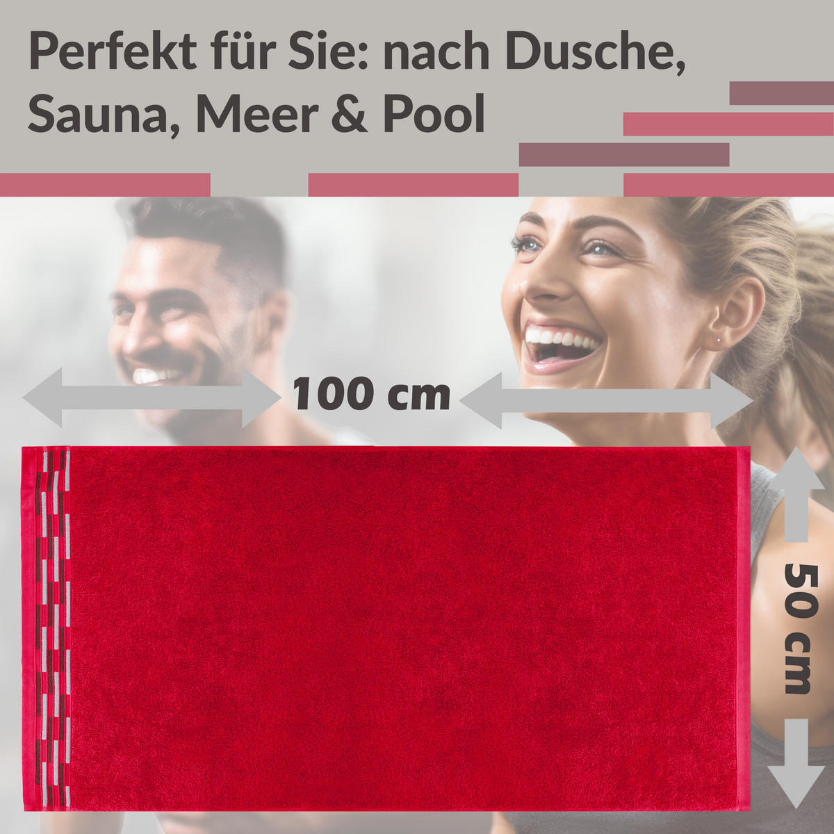 HANDTUCH Lugano Rot 2er 50x100 cm - Rot, Textil (50/100cm) - Lashuma