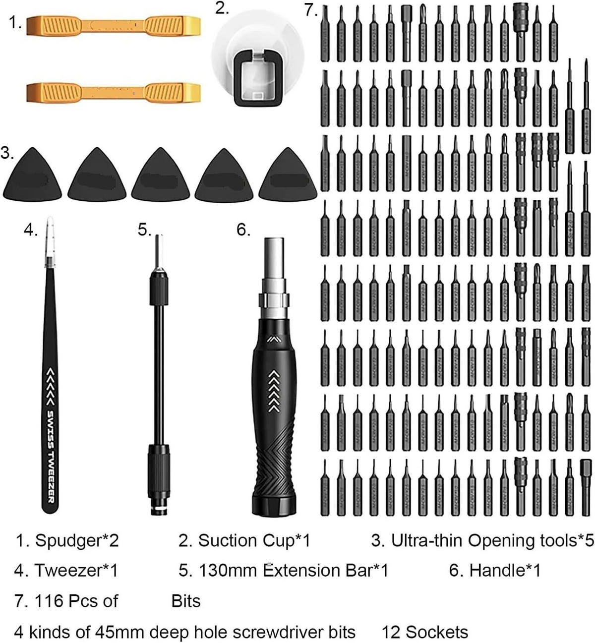 PRÄZISIONSSCHRAUBENDREHER-SET, 145-in-1, inklusive 132 Bits - Multicolor, Metall (15/15/12cm)