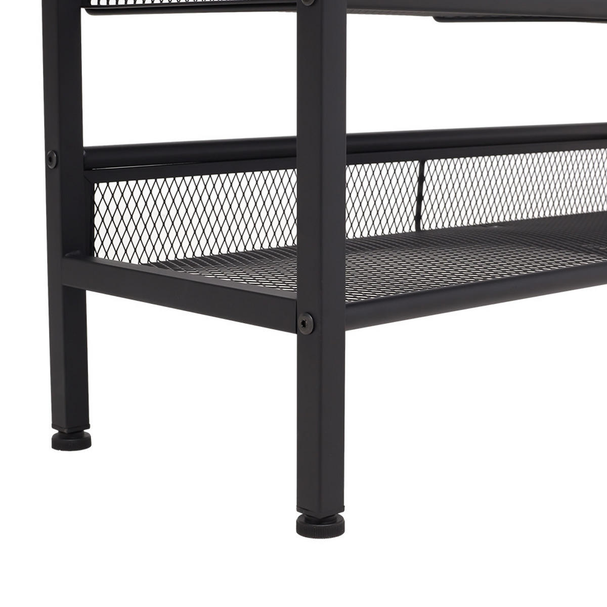 SCHUHREGAL 4-Stufig Metall Holzplatte Schwarz - Schwarz/Braun, Holzwerkstoff/Metall (73/67.5/29.5cm) - Livingandhome