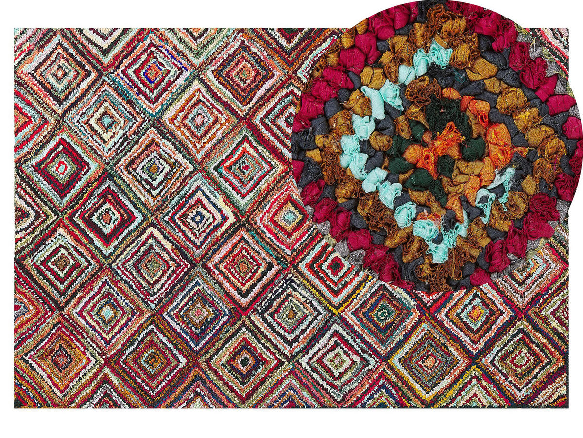 TEPPICH geflochten Kaiseri 200/140 cm - Multicolor, Textil (140/200cm) - Beliani