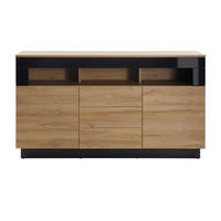 SIDEBOARD Grandson Eiche, schwarz Hochglanz, Kommode 149 x 85 cm - Schwarz Hochglanz/Eichefarben, Holzwerkstoff/Kunststoff (149/85/43cm) - Furn.Design
