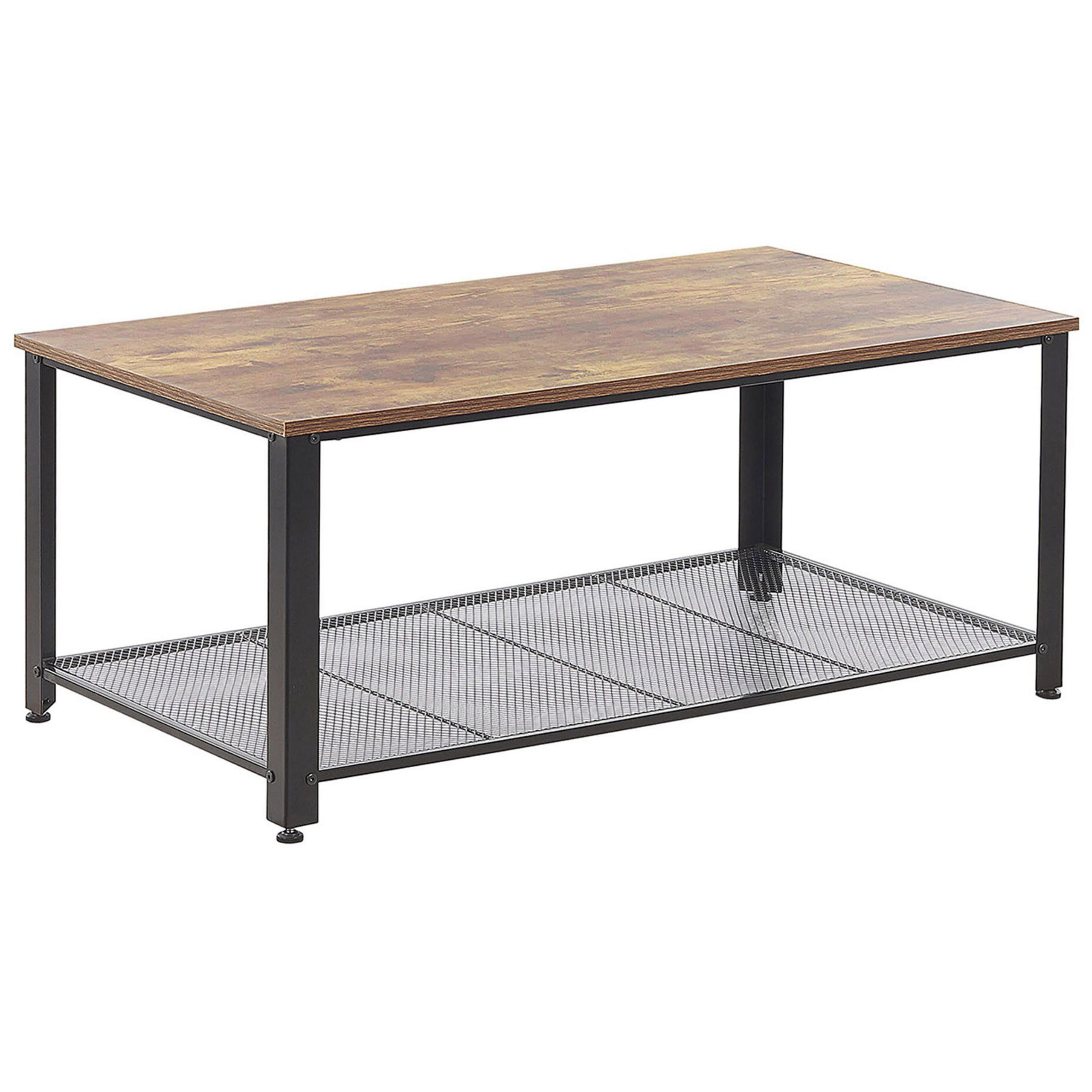 COUCHTISCH dunkler Holzfarbton/schwarz rechteckig 106/60 cm Aston - Dunkelbraun/Schwarz, Holzwerkstoff (60/106/46cm) - Beliani