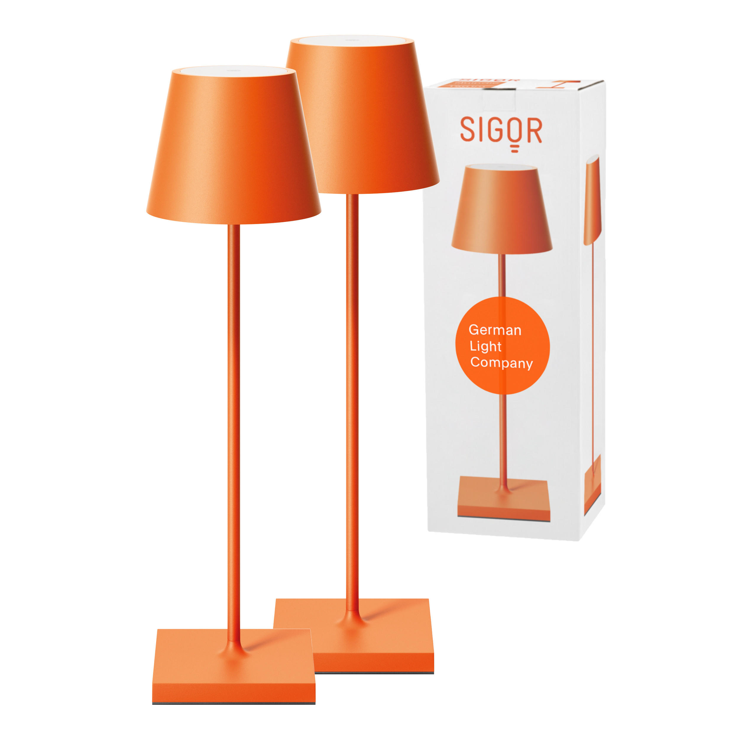 LED Akku-Tischlampe, Nuindie 3.0 2er-Set, glutorange - Orange, Metall (38/10/38cm) - Sigor