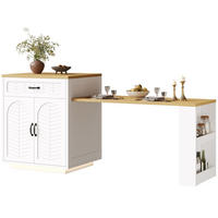 KÜCHENINSEL 80/70/95,5 cm in Weiß mit Ausziehtisch und 2 Schubladen - Weiß, Holzwerkstoff (80/95.5/70cm) - Flora Grace