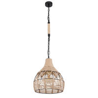 HÄNGELEUCHTE Hanfseil Braun Gitteroptik - Braun, Metall (30/30/135cm) - Globo Lighting