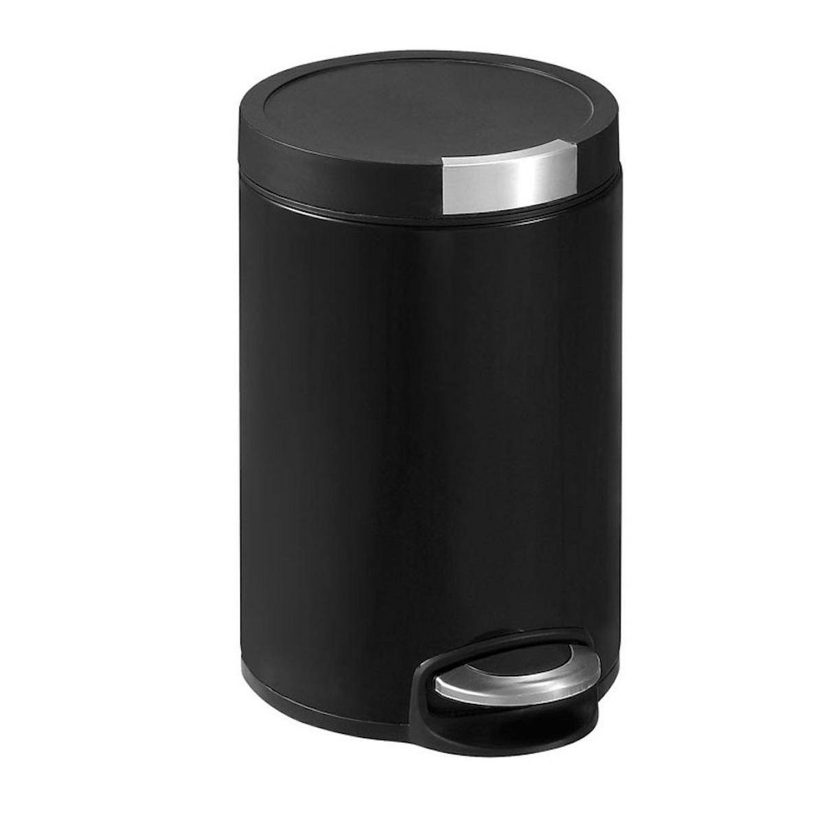 MÜLLEIMER Mit Kunststoffdeckel Mit Edelstahlakzenten 12 Liter Schwarz - Schwarz, Metall (25/40/32.5cm) - PROREGAL