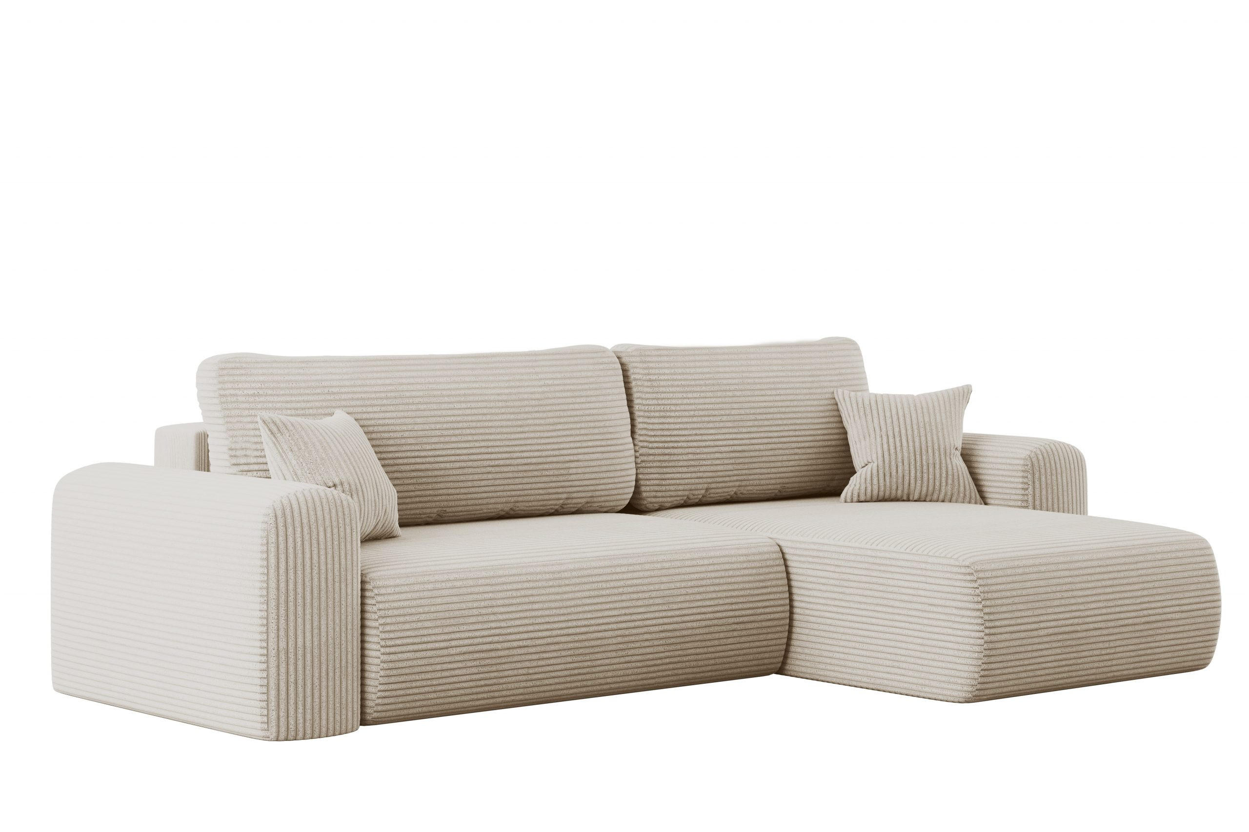 ECKSOFA Mit Schlaffunktion und Stauraum für Bettzeug Capri Stoff Poso Ecru Rechts - Ecru, Holz/Textil (272/145cm) - Kaiser Möbel