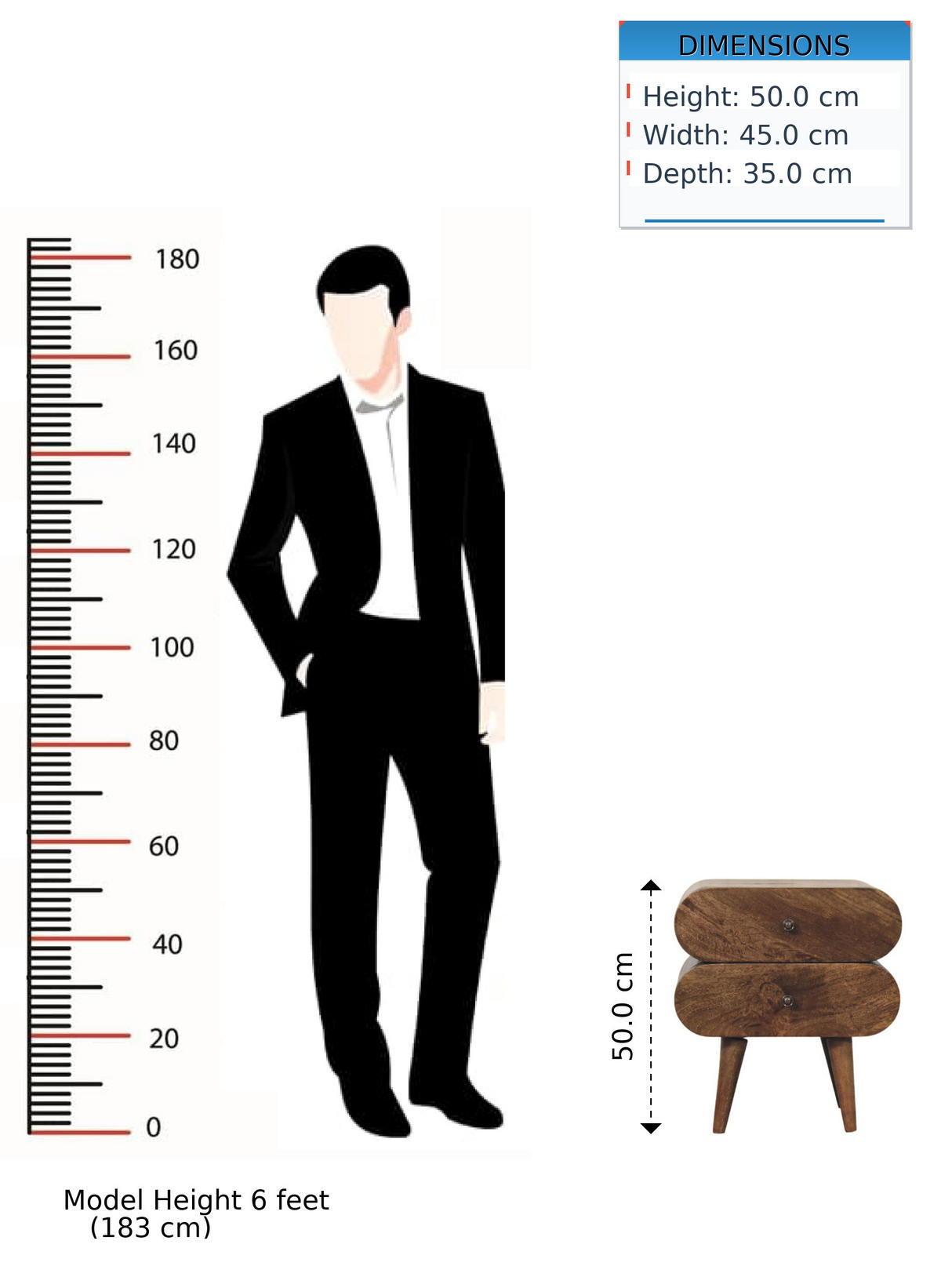 NACHTTISCH Schlank, 2 Schubladen in Braun - Dunkelbraun/Messingfarben, Holz/Metall (45/50/35cm) - Artisan Furniture