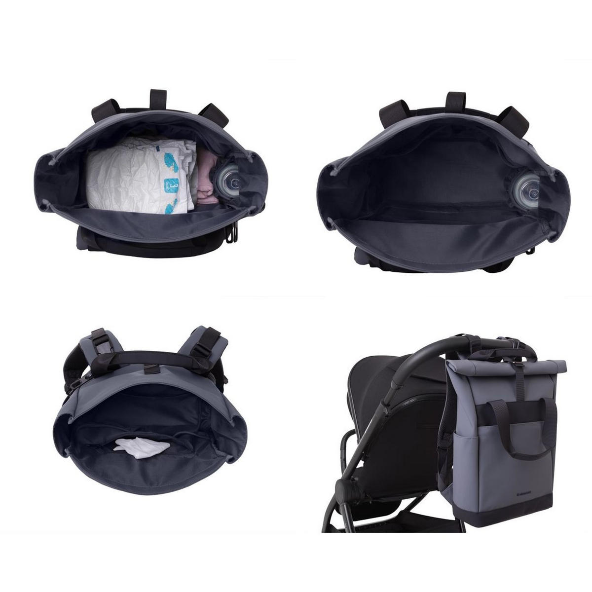 WICKELTASCHE Cerise grau Rucksack, wasserfest, Wickelunterlage, Reißverschluss, Träger, 0,94 kg - Grau, Textil (15/43/35cm) - Kikka boo