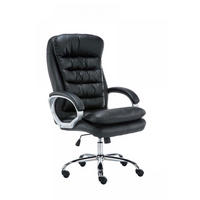 CHEFSESSEL Lederlook schwarz - Chromfarben/Schwarz, Textil/Metall (68/116/77cm) - CLP