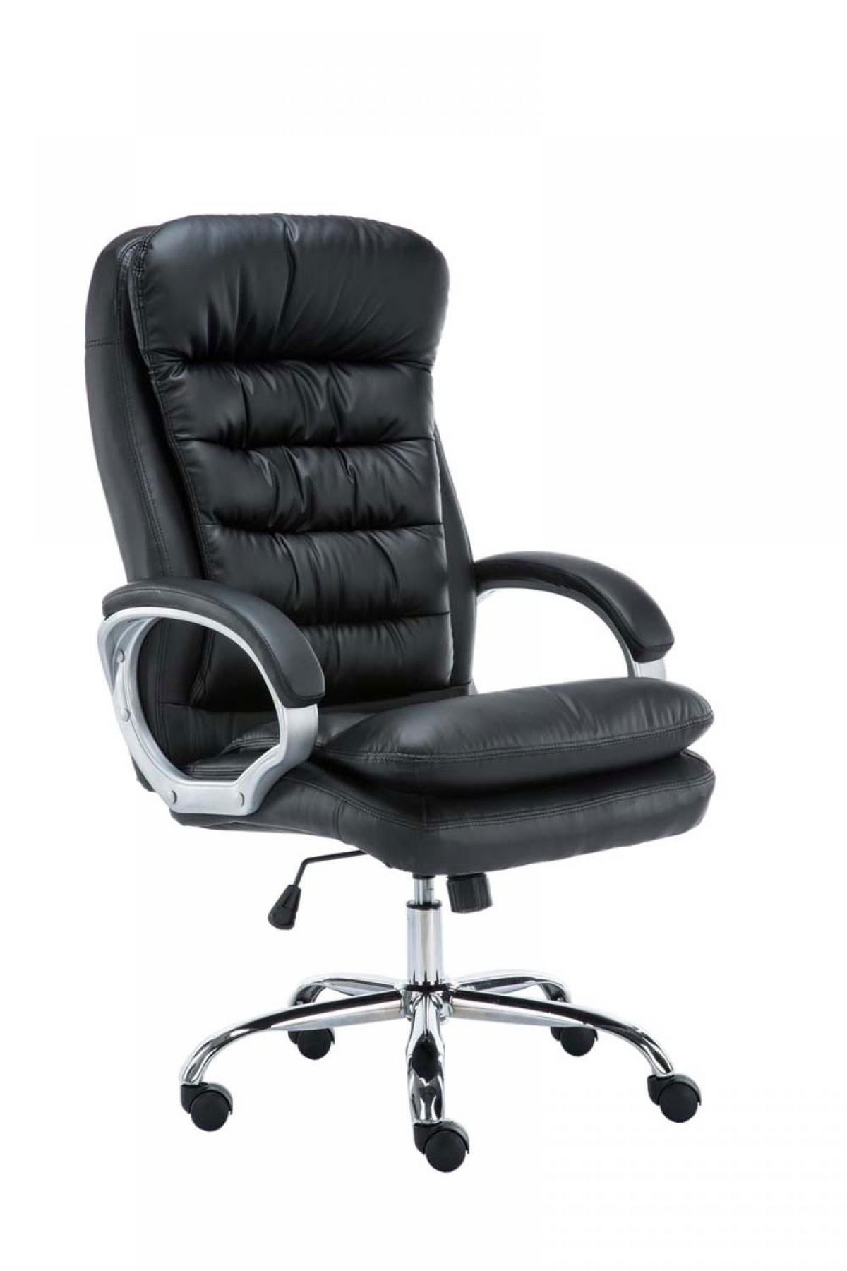 CHEFSESSEL Lederlook schwarz - Chromfarben/Schwarz, Textil/Metall (68/116/77cm) - CLP