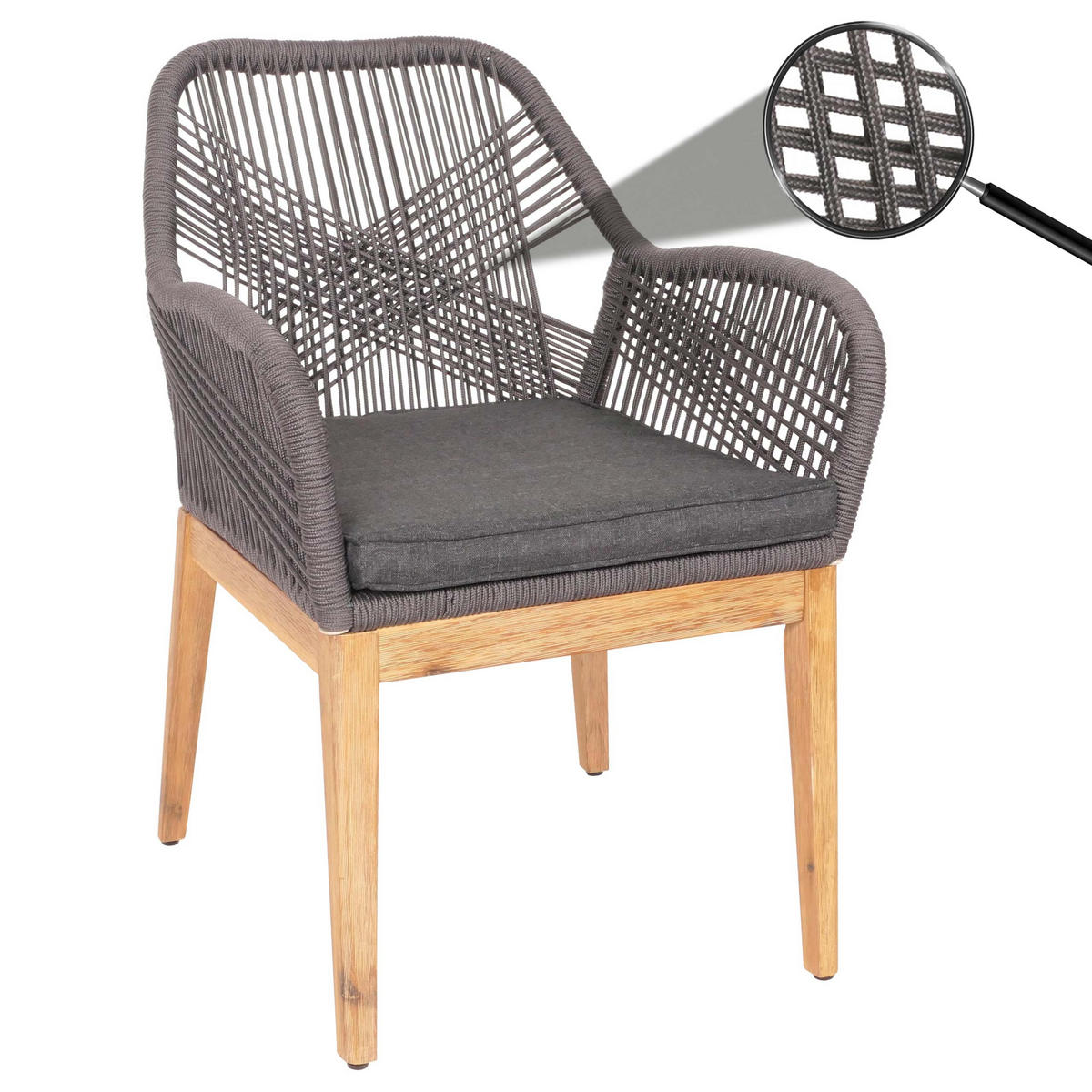GARTENSTUHL H56B Grau - Grau, Holz (58/85/59cm) - MCW