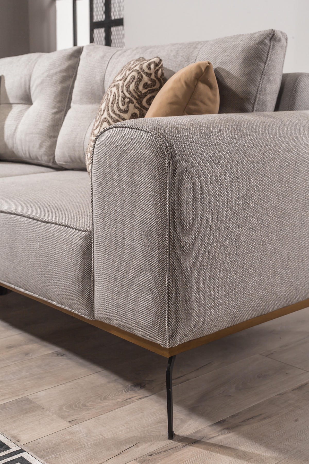 SITZGARNITUR Tubby Creme Stellvariante:3+2 - Grau, Holz (229/73/93cm) - Villa Möbel