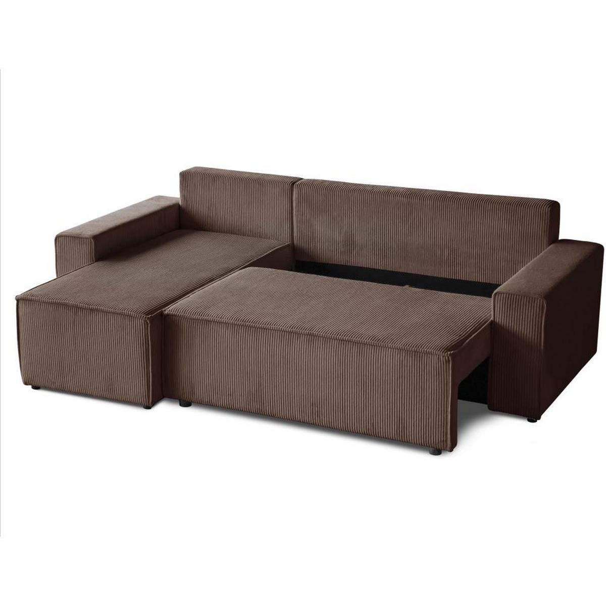 ROHOVÁ ROZKLÁDACÍ POHOVKA Hektor, s funkcí spaní, hnědá - černá/hnědá, textil/plast (247/152cm) - Beautysofa