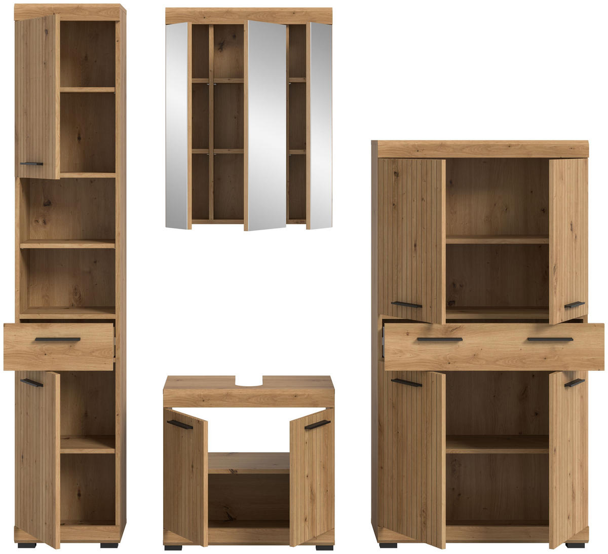 BADEZIMMER Vento 4-tlg. (B/H/T: ca. 201/191/34 cm) in Artisan Eiche /Artisan Eiche - Eiche Artisan, Holz (201/191/34cm)