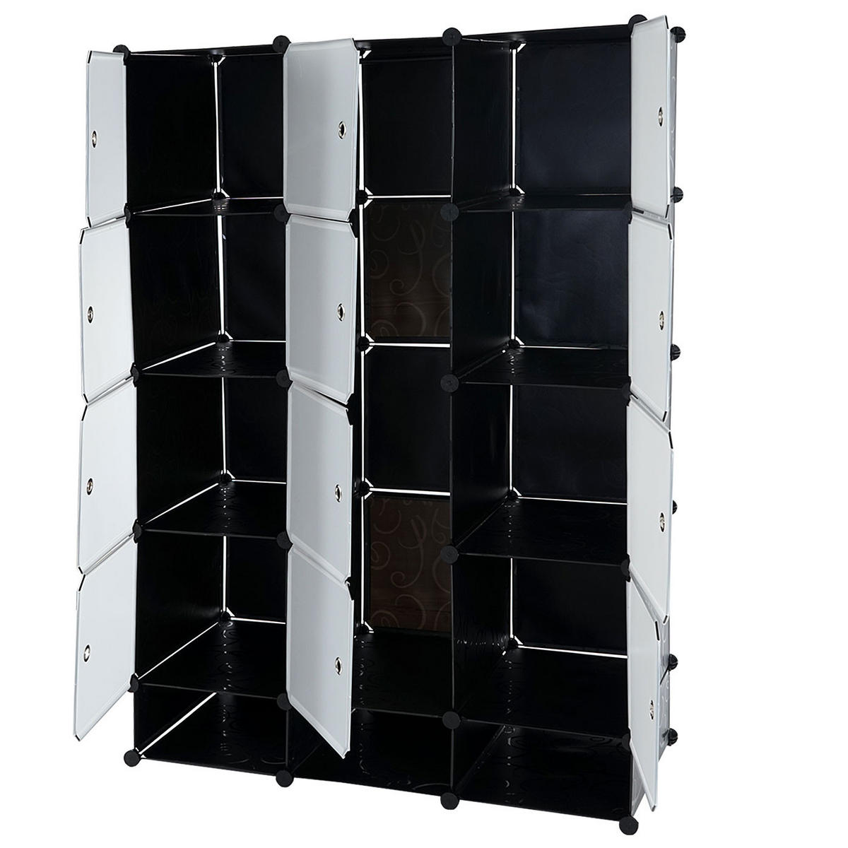 REGALSYSTEM 8 BOXEN Schwarz, Reinweiß - Schwarz/Weiß, Kunststoff (37/37/47cm) - MCW