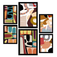 POSTER Set Mit 6 Glitzig Reich In Farbenfrohe Zusammenfassungen A3 & A4 Schwarzer Rahmen - Schwarz, Papier (29/3cm) - Nacnic