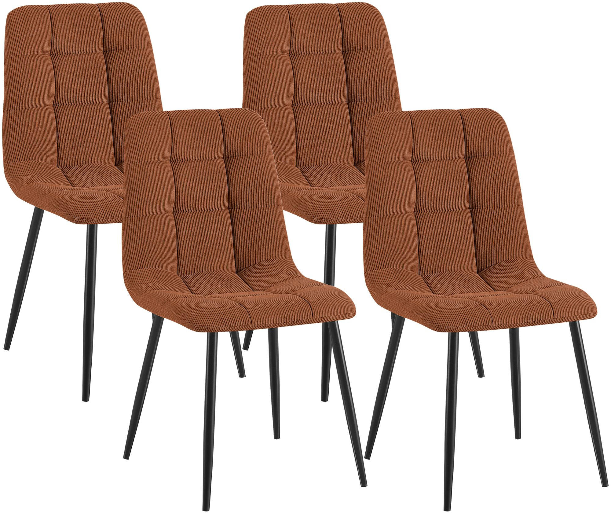 STUHL 4 Cord Orange - Schwarz/Orange, Textil/Metall (45/84/55cm) - CLP