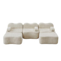 MODULARES Ecksofa mit tiefer Sitzfläche, Wellenform und flexiblem Aufbau, Beige - Beige, Textil (288/167cm) - Redom