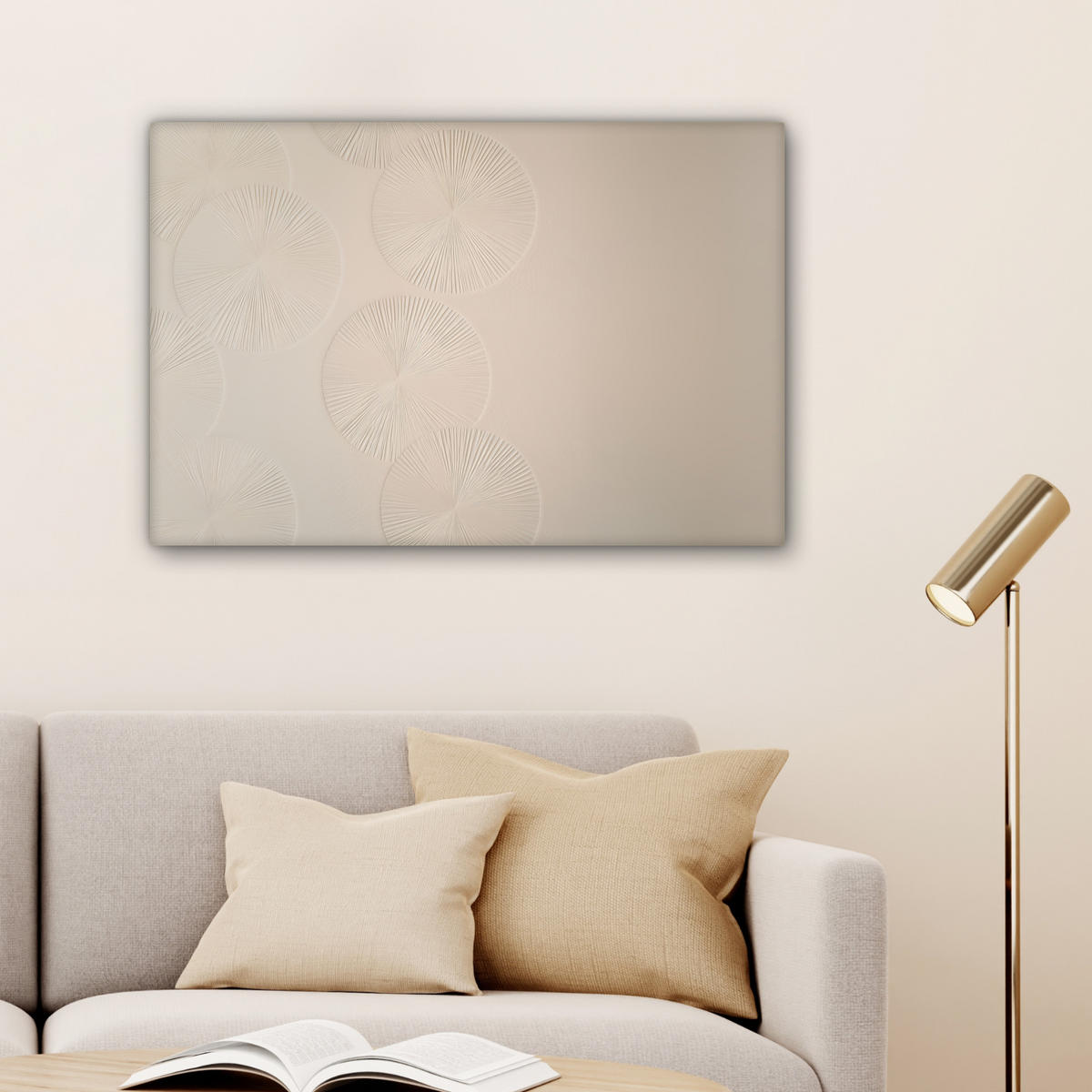 LEINWANDBILD Japandi - Beige - Modern Wanddeko 90x60 cm - Ecru, Textil (90/60cm) - MuchoWow