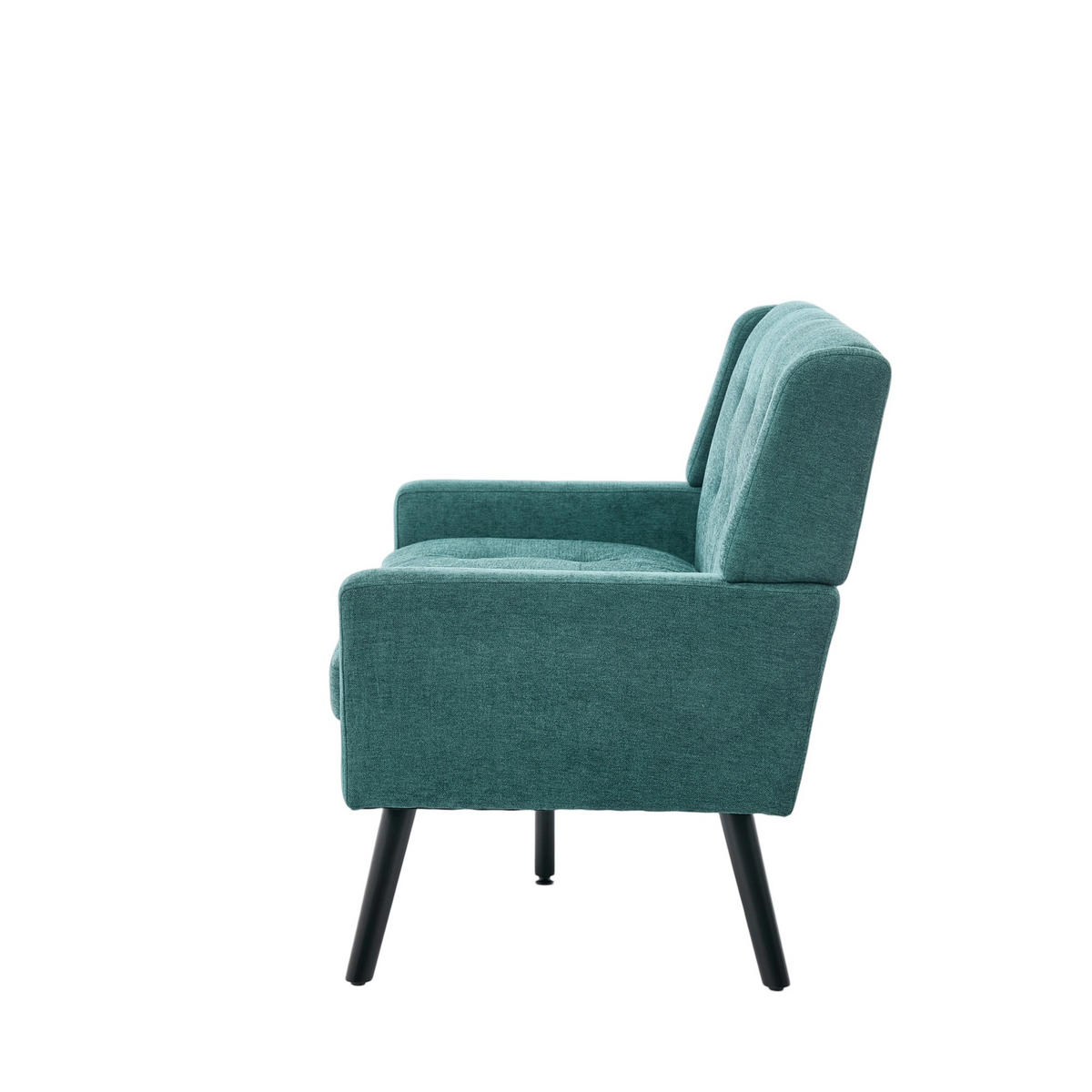 SITZBANK 2-Sitzer Leinenoptik mit Knopfheftung, Massivholzbeinen 119/75/88 cm Waldgrün - Waldgrün, Textil (75/88/119cm) - Redom