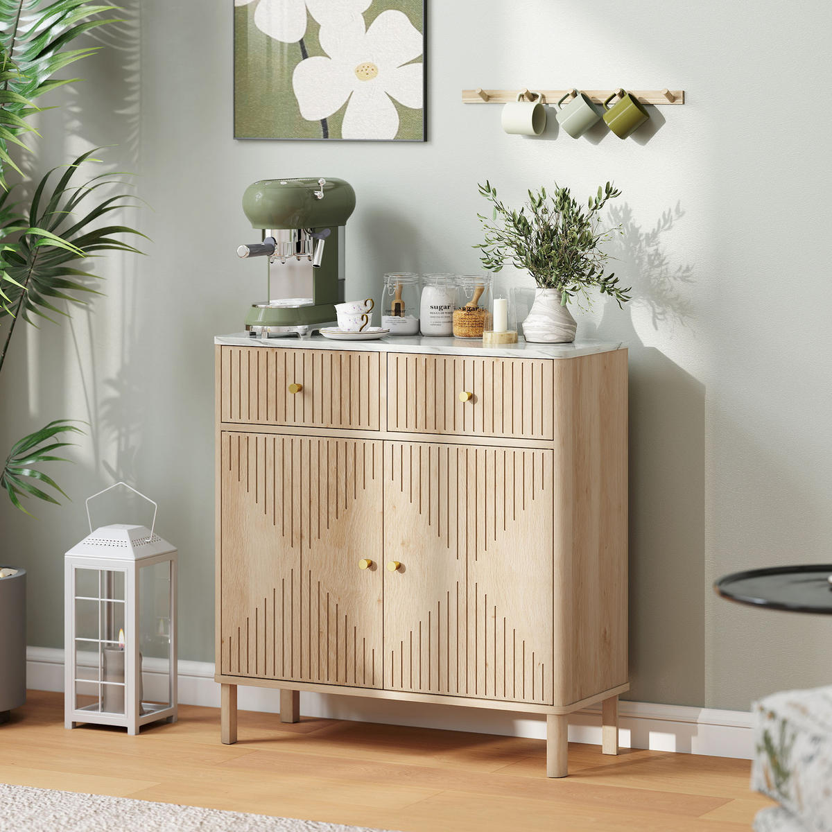 SIDEBOARD DE-11218 2 Schubladen Eiche - Eichefarben, Holzwerkstoff (77/80/30cm) - ComfortXL