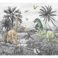 FOTOTAPETE Dinosaurier 270 x 300 cm - Grau, Papier (270/300cm) - Sanders & Sanders