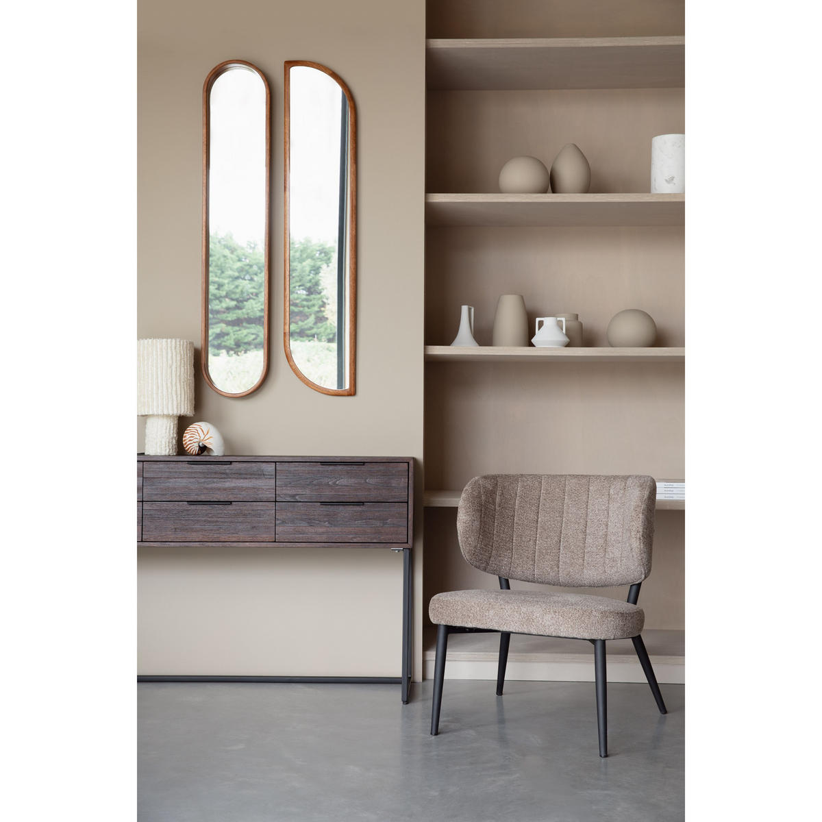 WANDSPIEGEL Nyko Spiegel/ Oval 120x24 cm Braun - Beige, Holz (24/120/5cm) - Housecraft Living