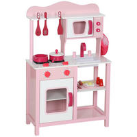 KINDERKÜCHE DE-10515 kompakt mit Holz-Zubehör & Geräuschen Rosa - Pink, Holzwerkstoff (55/24/86cm) - ComfortXL