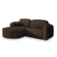 ECKSOFA AMILIA P L-S Braun Kordstoff mit Schlaffunktion - Braun, Holz (263/174cm) - MASSENO