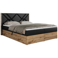 BOXBETT GUNAR - 120/200 Schwarz Kunstleder - H3 - Schwarz, Holz/Textil (120/200cm) - MKS