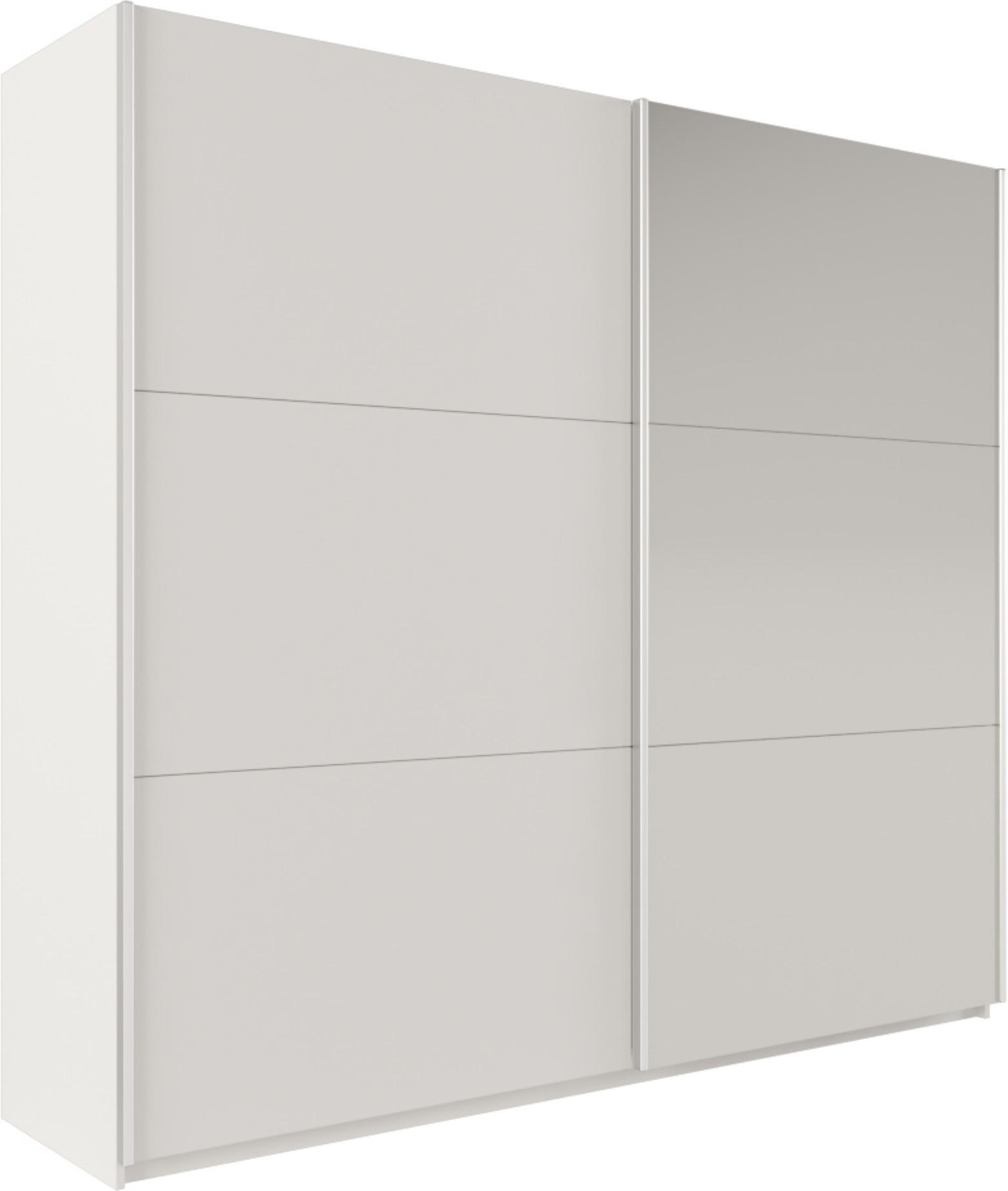 SCHWEBETÜRENSCHRANK IVERN 225/215/65 cm 2-türig mit Spiegel Weiß - Weiß, Holzwerkstoff (225/215/65cm) - MASSENO