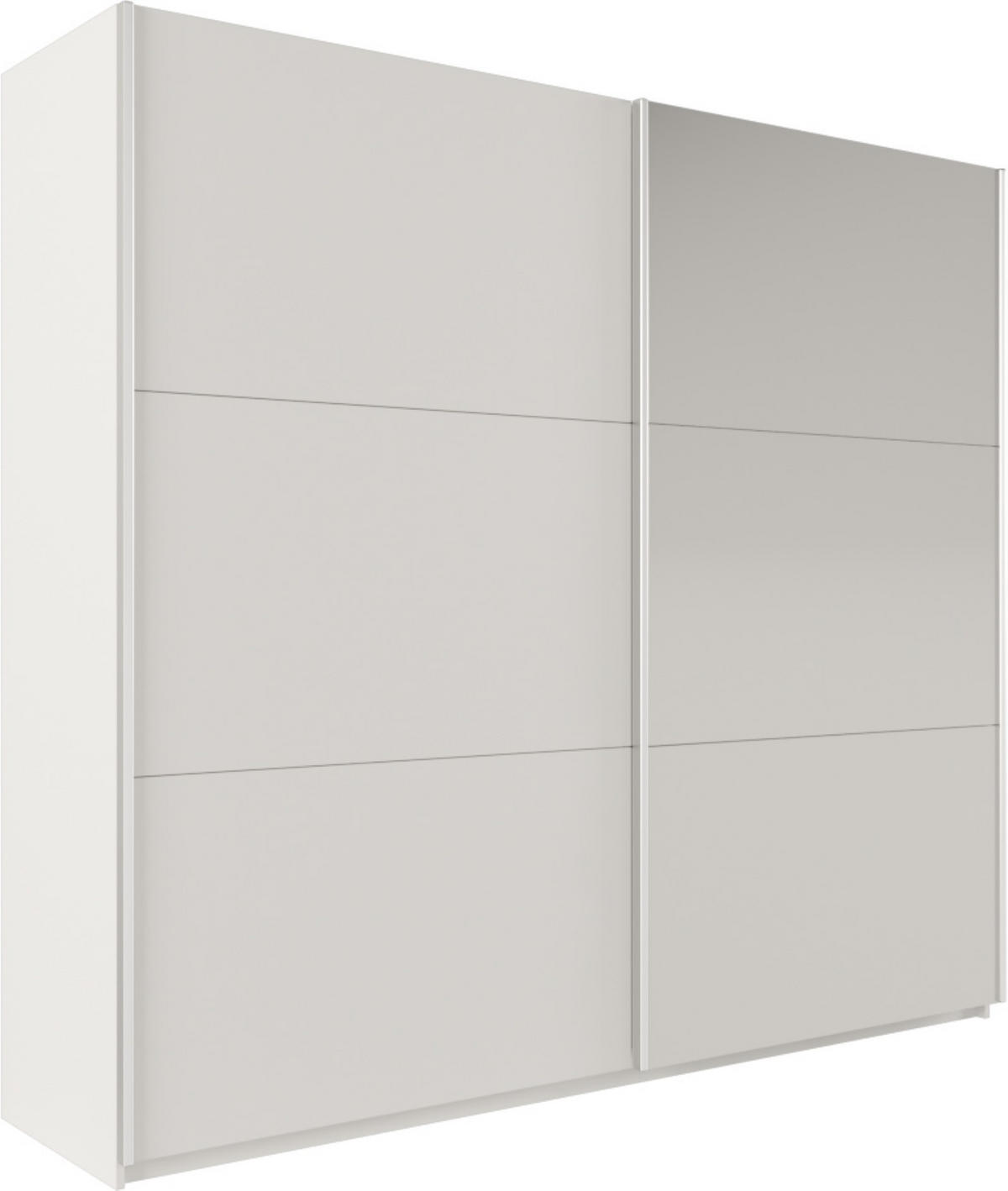 SCHWEBETÜRENSCHRANK IVERN 225/215/65 cm 2-türig mit Spiegel Weiß - Weiß, Holzwerkstoff (225/215/65cm) - MASSENO