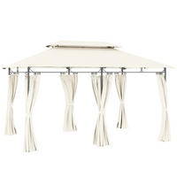 PAVILLON mit Doppeldach & 6 Seitenteile Cremeweiß - Creme, Textil/Metall (297/273/397cm) - Outsunny